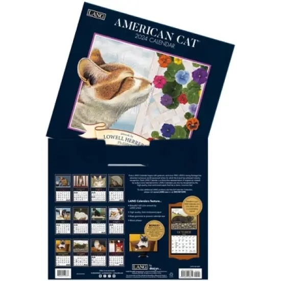 Lang 2024 Wall Calendar 24"x12" American Cat image {3}