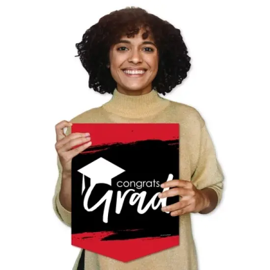 Big Dot of Happiness Red Grad - Best is Yet to Come - Outdoor Home Decorations - Double-Sided Red Graduation Party Garden Flag - 12 x 15.25 inches image {7}