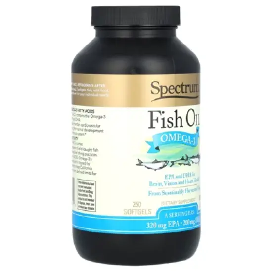 Spectrum Essentials Fish Oil, Omega-3, 250 Softgels (500 mg per Softgel) image {3}