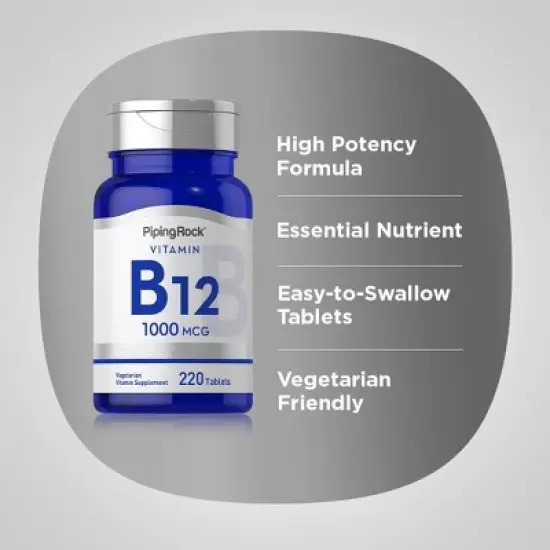 Piping Rock Vitamin B12 1000 mcg | 220 Tablets image {3}