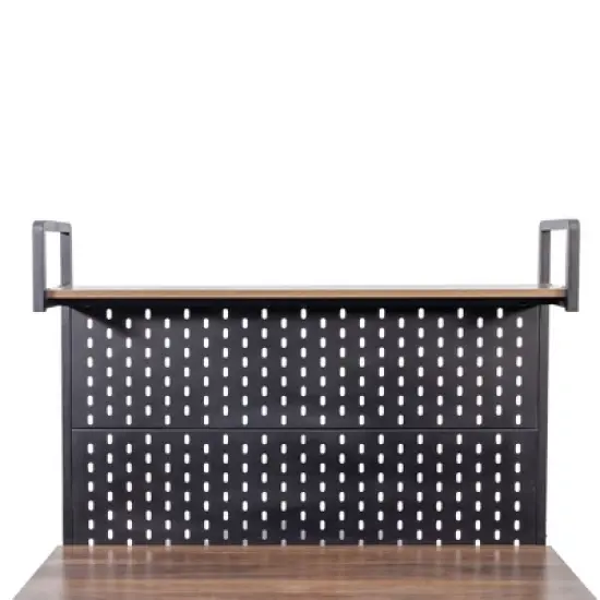 Kumasinova Kitchen Hutch Cabinet with Microwave Stand,Multifunctional Buffet Sideboard with Pegboard&2 Glass Doors,Kitchen Bakers Rack with Iron Frame image {4}