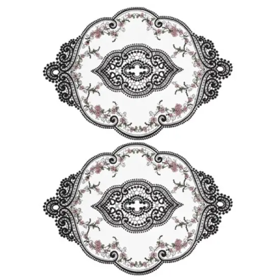 Unique Bargains Polyester Flexible Embroidery Vintage Pattern Washable Table Place Mats 2 Pcs image {8}
