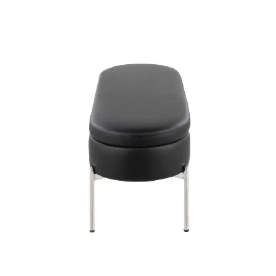 48" Chloe PU Leather/Metal Storage Bench Chrome/Black - LumiSource image {2}
