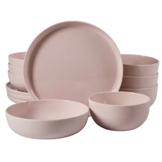 Gibson Home Candy Skies 12 Piece Unbreakable Wheat Straw Melamine Dinnerware Set - Pink image {15}