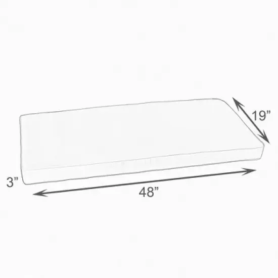 Sunbrella 48" x 19" x 3" Canvas Outdoor Corded Bench Cushion Black image {1}