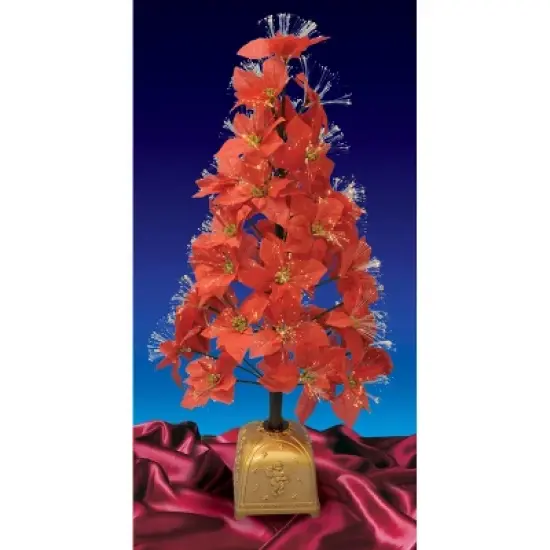 Northlight Pre-Lit Fiber Optic Color Changing Red Poinsettia Christmas Tree - 4' - Multi image {3}