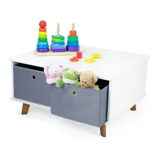 Morgan Mid-Century Kids' Activity Table with Fabric Storage Bins White/Gray - Humble Crew image {3}