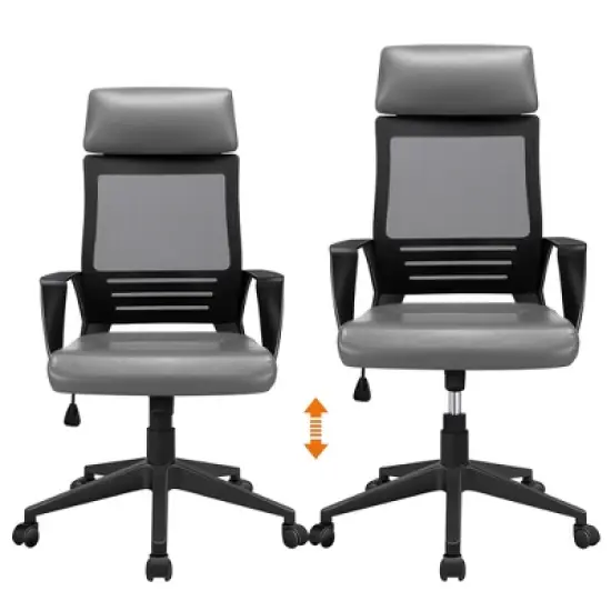 Yaheetech Swivel Office Desk Chair Study Work Chair with Headrest Lumbar Support Rolling Wheels image {3}