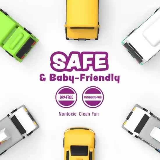 Tub Works Vehicles Bath Cars Mold Free Bath Toys, 6 Pack image {5}