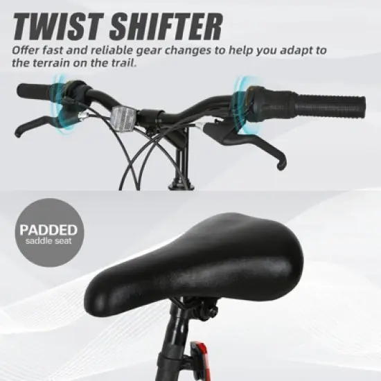 Hykolity 26/27.5-Inch Mountain Bike, Mens Womens, Steel Full Suspension, 18-Speed, Adjustable Saddle, Linear Pull Brakes, Alloy Rims image {5}