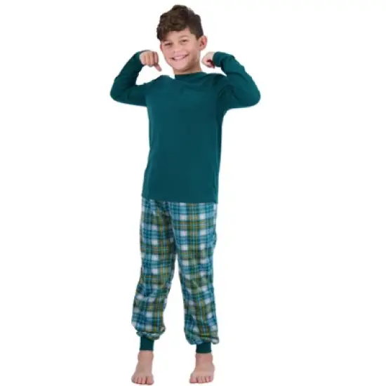 Sleep On It Boys 2-Piece Plaid Pajama Set - Green image {3}