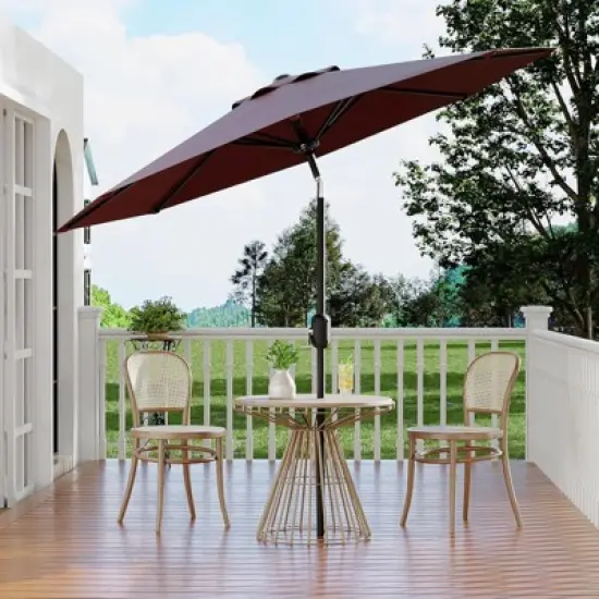 9ft Patio Umbrella with Crank Lift & Push Button Tilt - UV Protection 8-Rib Design for Pool/Deck/Backyard image {11}