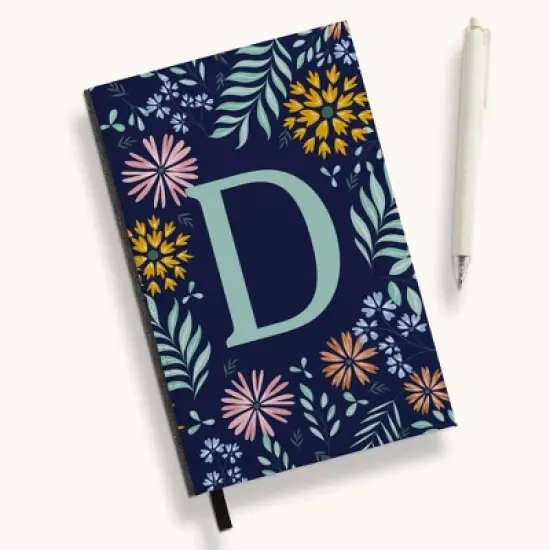 Personalization Mall Flowery Initial Personalized Journal Mint/Navy image {4}
