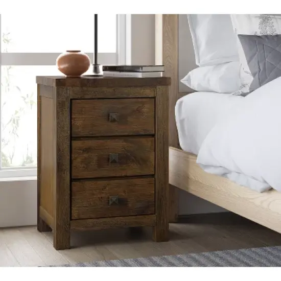 Stratford 3 Drawer Nightstand Rustic Brown - Finch image {1}