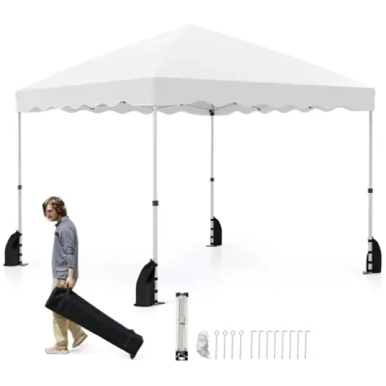 Tangkula 10 X 10 FT Pop up Canopy Tent Portable Foldable Patio Shelter w/ Wheeled Bag image {12}
