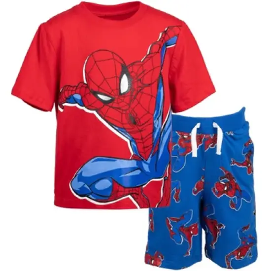 Marvel Avengers Spider-Man Iron Man T-Shirt and French Terry Shorts Outfit Set Toddler image {10}