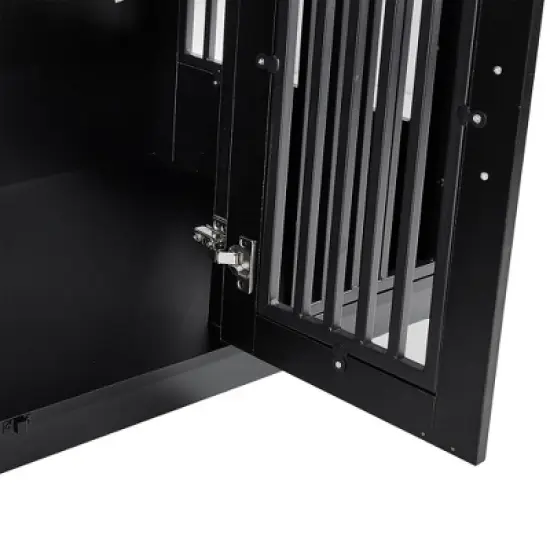 VECELO 55.1" Dog Crate, Wooden Decorative Dog Kennel Indoor With 2 Drawers for Medium/Large Dogs, Brown image {14}