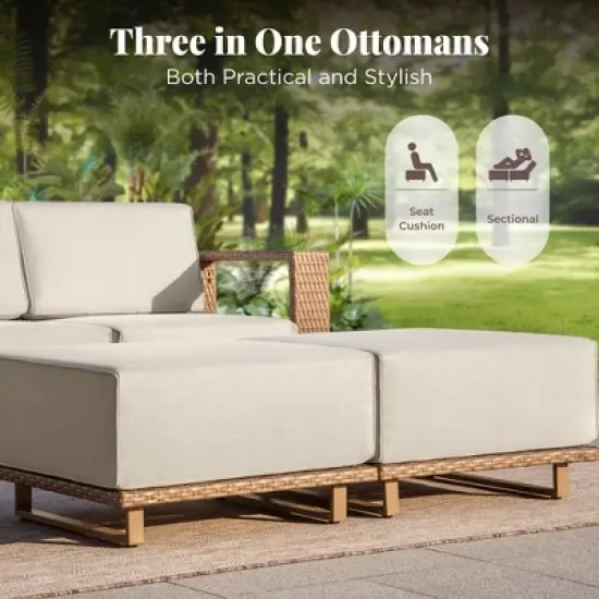 Captiva Designs Outdoor Patio Furniture Sectional Wicker Sofa Conversation Set with 9.8 Inch Thick Cushions image {2}