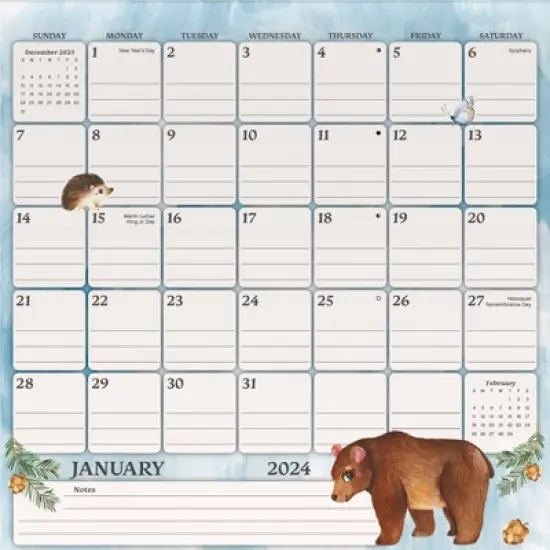 Trends International Inc. 2023-24 Wall Calendar 12"x12" Animals Magnetic Family image {1}