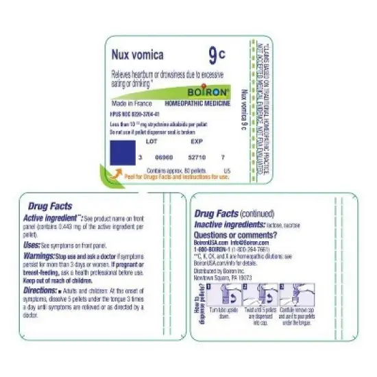 Nux Vomica 9C by Boiron Homeopathic Single Medicine For Digestive  -  80 Pellet image {1}