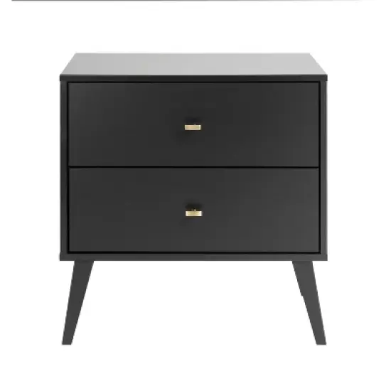Mid Century Modern 2 Drawer Wide Nightstand  - Prepac image {2}
