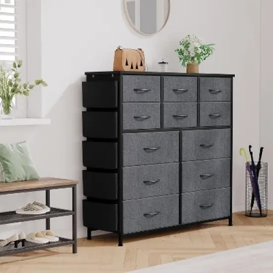 Dresser for Bedroom with 12 Drawer, Dressers & Chests of Drawers for Hallway, Entryway, Storage Organizer Unit with Fabric image {3}