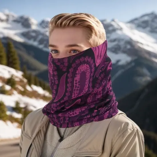 Unique Bargains Sunscreen Waterdrops Pattern Face Scarf Mask Purple 1 Pc image {1}