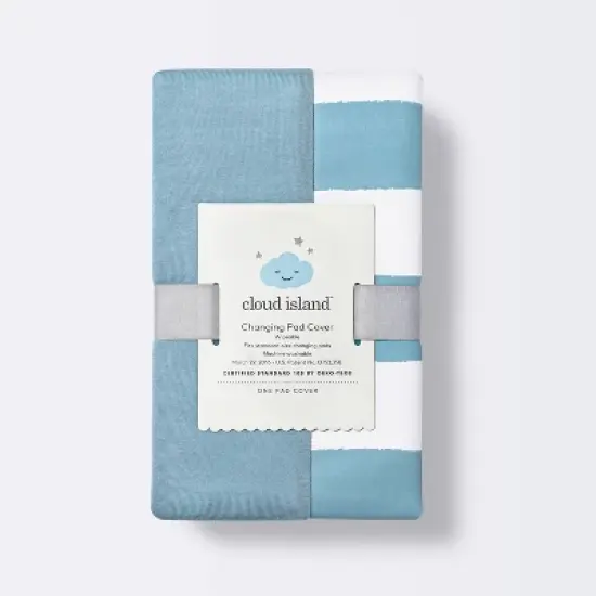 Wipeable Changing Pad Cover - Blue and White Stripes - Cloud Island&trade; image {2}