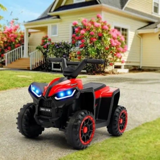 Topteng 12V Kids ATV Electric Ride On Car Toy with LED Light, Music, Red image {2}
