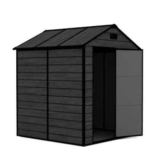 6&times;6 FT Outdoor Storage Shed with Wood Grain Finish, Weather-Resistant PP Tool Shed Featuring HD Window for Backyard or Garden&ndash;The Pop Home image {4}