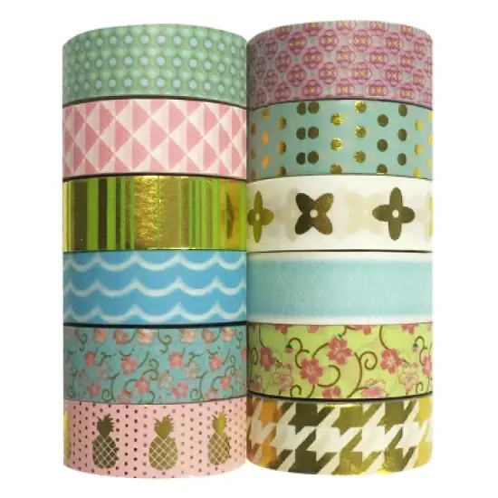 Wrapables Washi Masking Tape Collection, Set of 12 WPSET04 image {8}