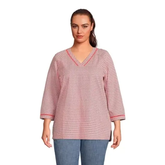 Lands' End Women's Rayon 3/4 Sleeve V Neck Tunic Top image {4}