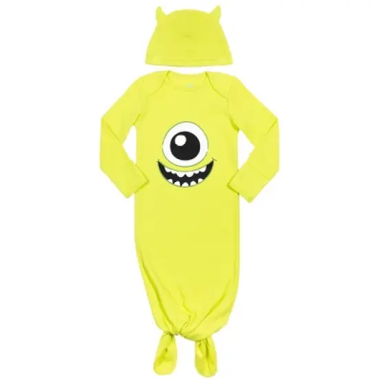 Disney Monsters Inc. Mike Baby Boys Knotted Long Sleeve Swaddle Sleeper Gown & Hat Set  image {7}