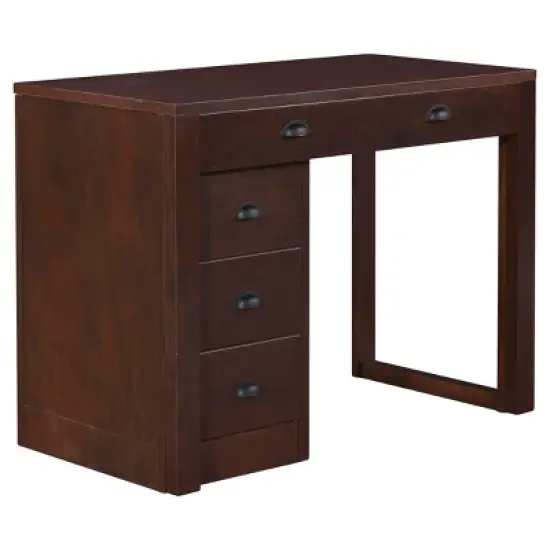 Expanding Desk with Ottoman and Converts To Table Expresso Brown - Stakmore image {1}