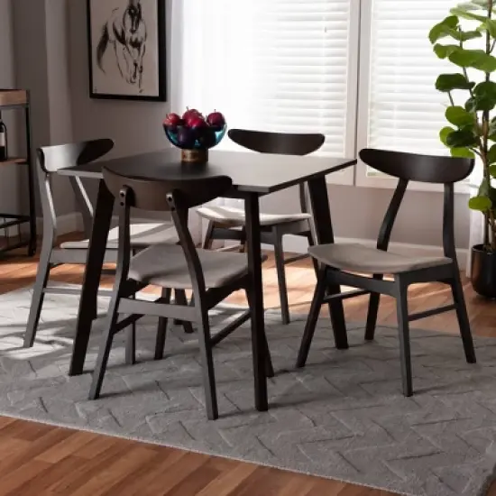 5pc Britte Fabric Upholstered Wood Dining Set  - Baxton Studio image {5}