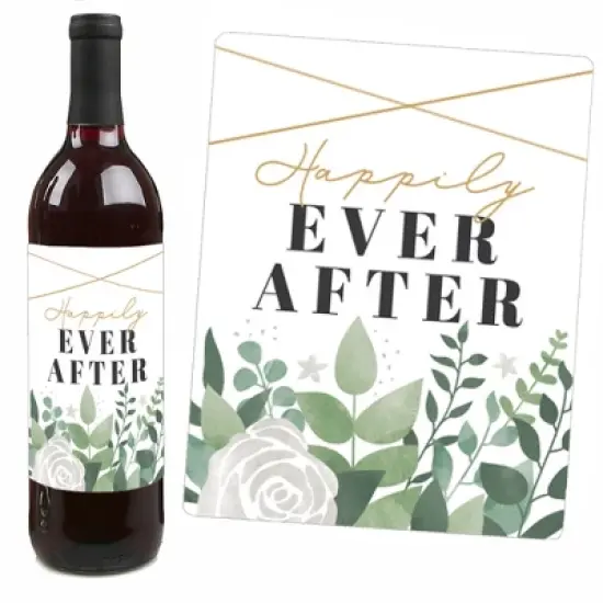 Big Dot of Happiness Boho Botanical Bride - Greenery Bridal Shower & Wedding Party Decorations - Wine Bottle Label Stickers - Set of 4 image {5}