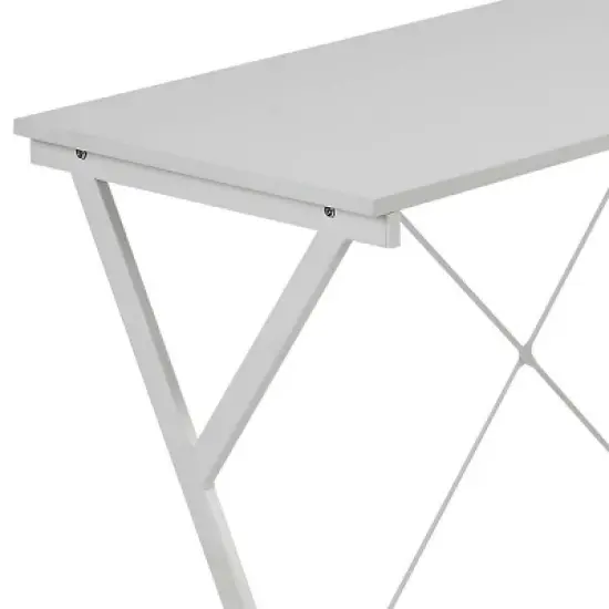 GlasFlength Desks L Shaped Gaming Desk Study Desk Corner Table Sturdy Workstation for Home Office Small Space, White, 62.5"*47.5"*28.5" image {3}