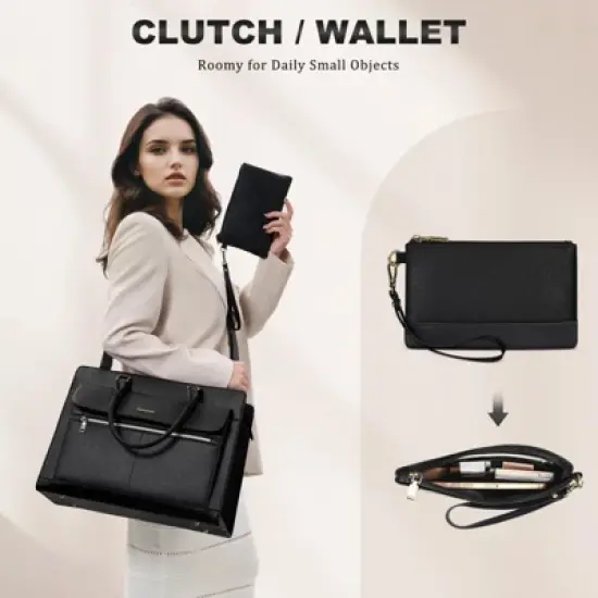 Laptop Bag for Women 15 Inch Laptop Tote Bag Business Office Work Bags Professional Briefcase image {4}