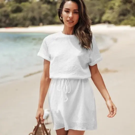 Women's Knit Drawstring Mini Dress - Cupshe image {3}