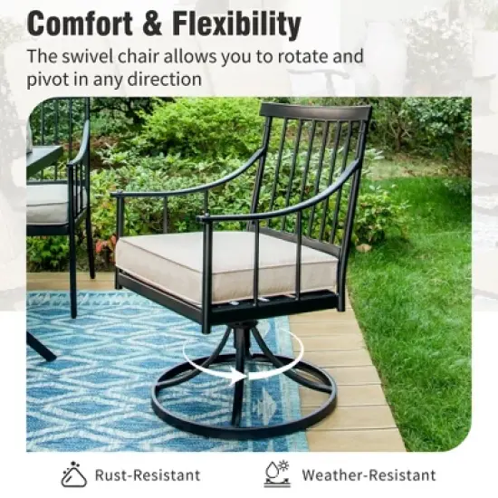 Captiva Designs 5pc Outdoor Patio Steel Dining Table & Stylish Cushioned Metal Chairs image {5}
