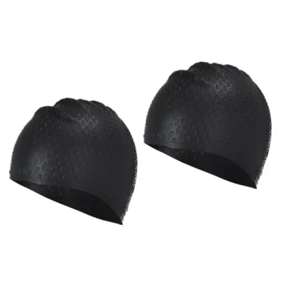 Unique Bargains Silicone Waterproof Non-Slip Bubble Textured Adult Swim Caps 2 Pcs image {6}