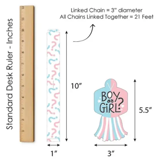 Big Dot of Happiness Baby Gender Reveal - 90 Chain Links and 30 Paper Tassels Decoration Kit - Team Boy or Girl Party Paper Chains Garland - 21 feet image {6}