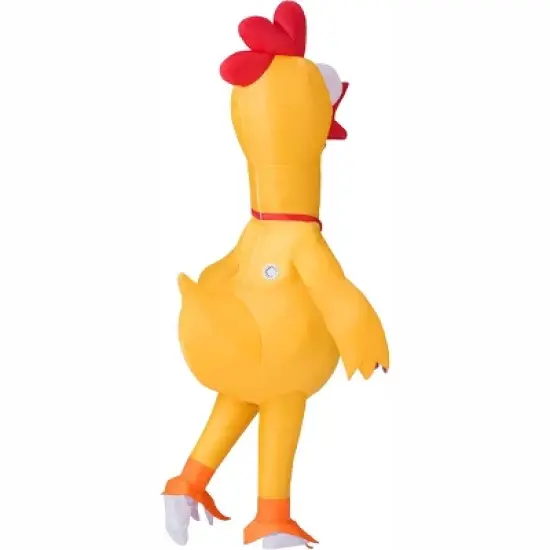Joyfy Adults Halloween Inflatable Yellow Costumes Suit, Rubber Chicken Blow-up Full Body Costumes with Squeakers for Cosplay Party (65-71inches） image {3}