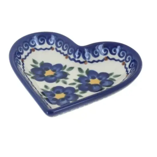 Blue Rose Polish Pottery 392 Vena Heart Dish image {7}