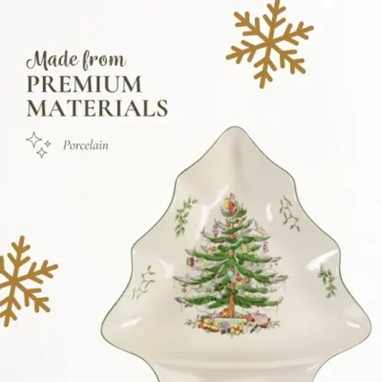 Spode Christmas Tree Chip and Dip Tree-Shaped Dish - 14-Inch Porcelain Holiday Serveware - Dishwasher, Microwave, Freezer Safe image {3}
