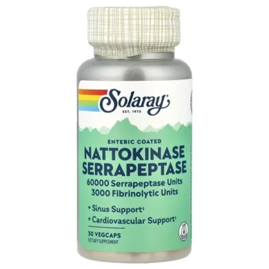 Solaray Nattokinase Serrapeptase, Enteric Coated, 30 VegCaps image {4}
