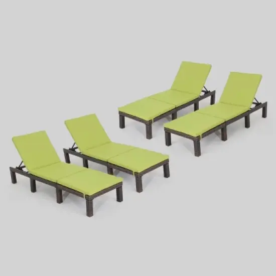 Jamaica 4pk Wicker Chaise Lounges - Lime - Christopher Knight Home image {4}