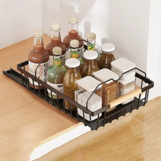 Pull Out Cabinet Organizer, No Drill Pull Out Shelves For Cabinets Multifunctional Sliding Mesh Cabinet Basket For Kitchen Pantry Bathroom Bedroom image {13}