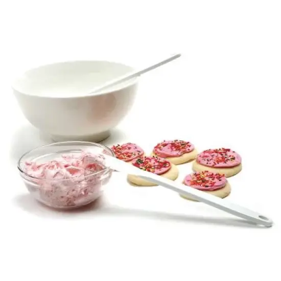 Norpro 11" Long Flexible Heat-Resistant Nylon Spatula Scraper, White, Set of 2 image {1}