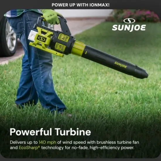 Sun Joe Cordless Brushless Turbine Jet Blower Kit with 2 Batteries and Charger for No-Fade Power and 50 Minutes of Rechargeable Runtime, 24V-X2-JB500 image {3}
